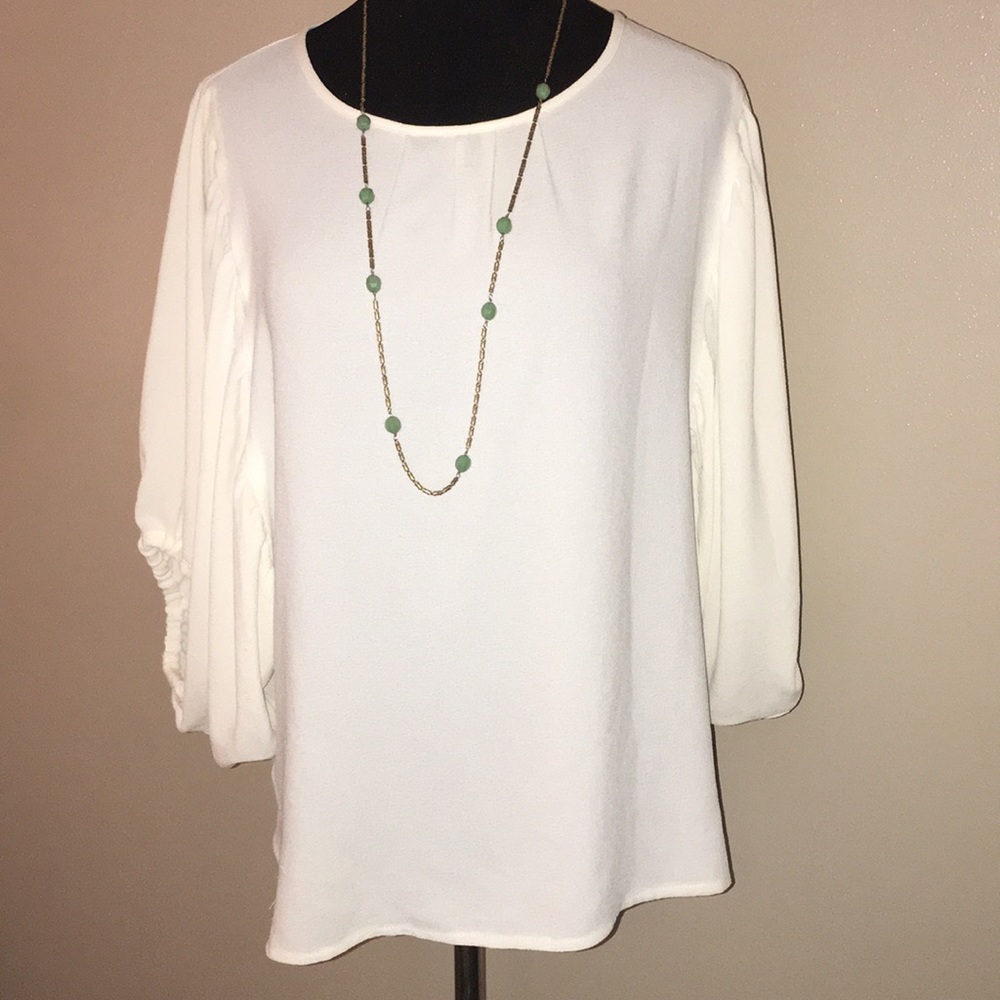 Ronan Chen cream bell sleeve blouse